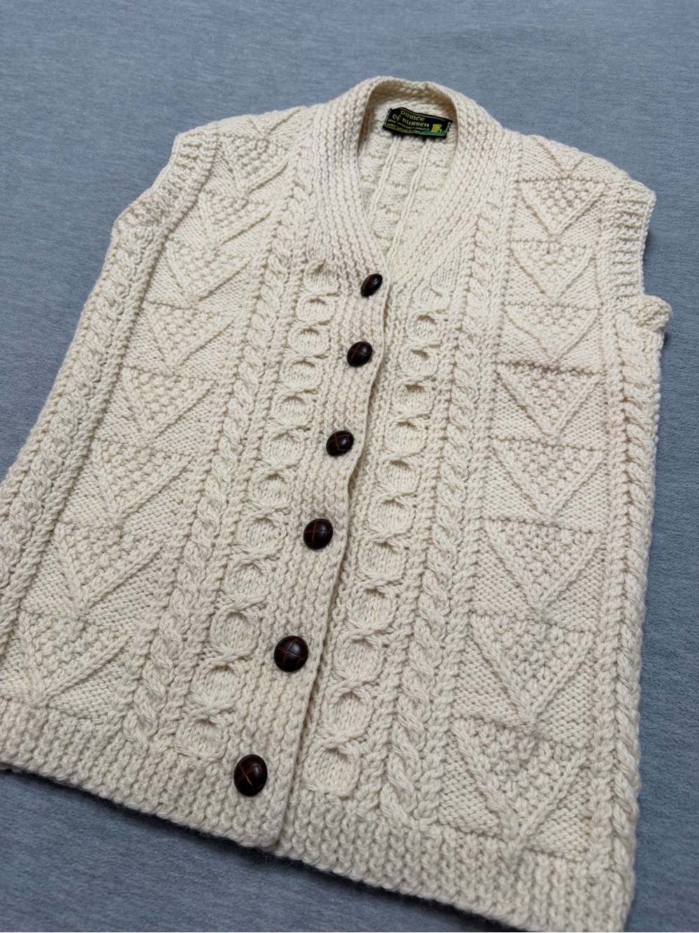 Prince of Burren sz M Aran Knit Sweater Vest Cardigan Womens Hand Made